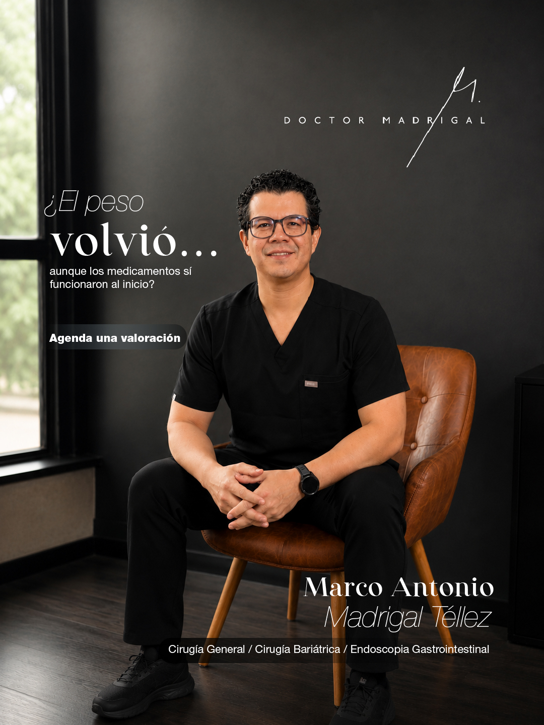 Retrato de Dr. Marco Antonio Madrigal Téllez, cirujano bariatra y endoscopista en León, Guanajuato